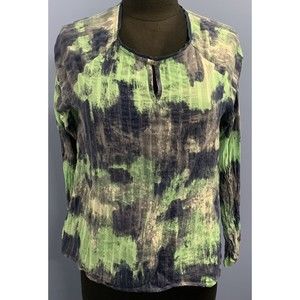 CALVIN KLEIN JEANS S Small Boho Blue Aqua Long Sleeve Shirt EUC